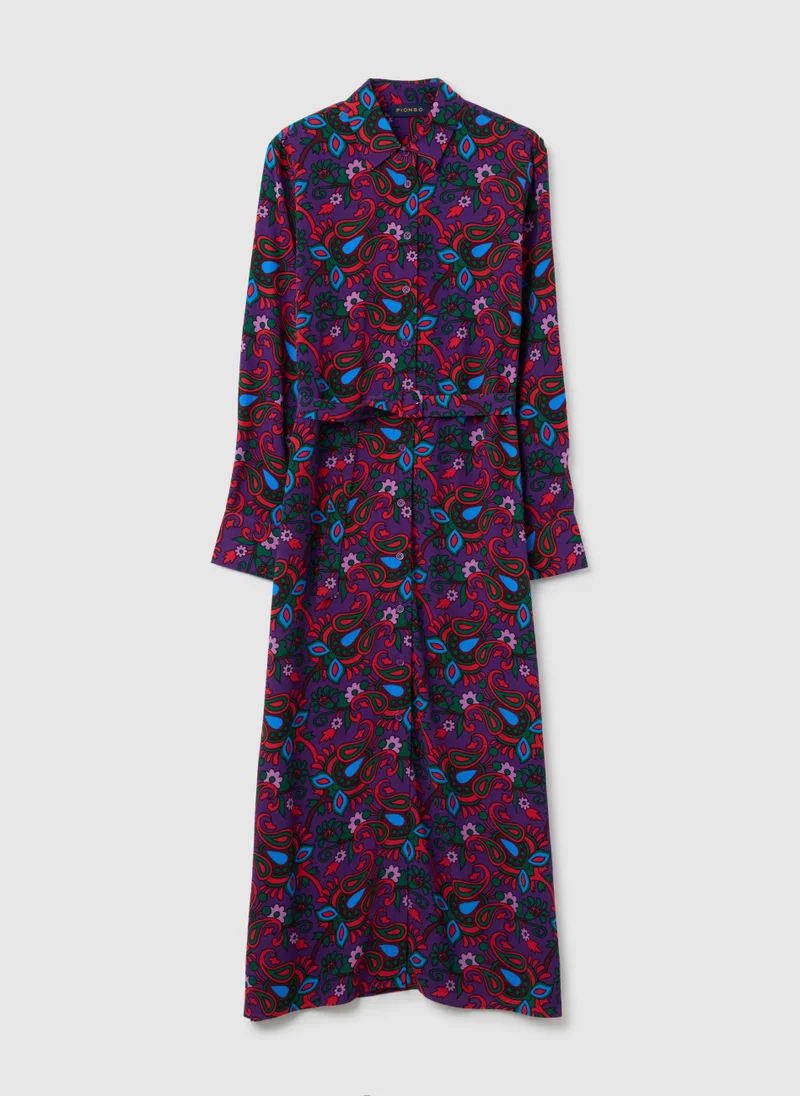 او في اس OVS Multicolour Dress With Long Sleeves And Buttons